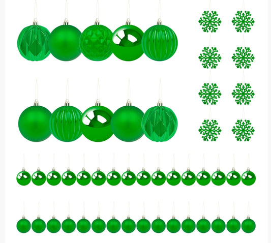 The Christmas Workshop 50Pk Shatterproof Baubles - Green