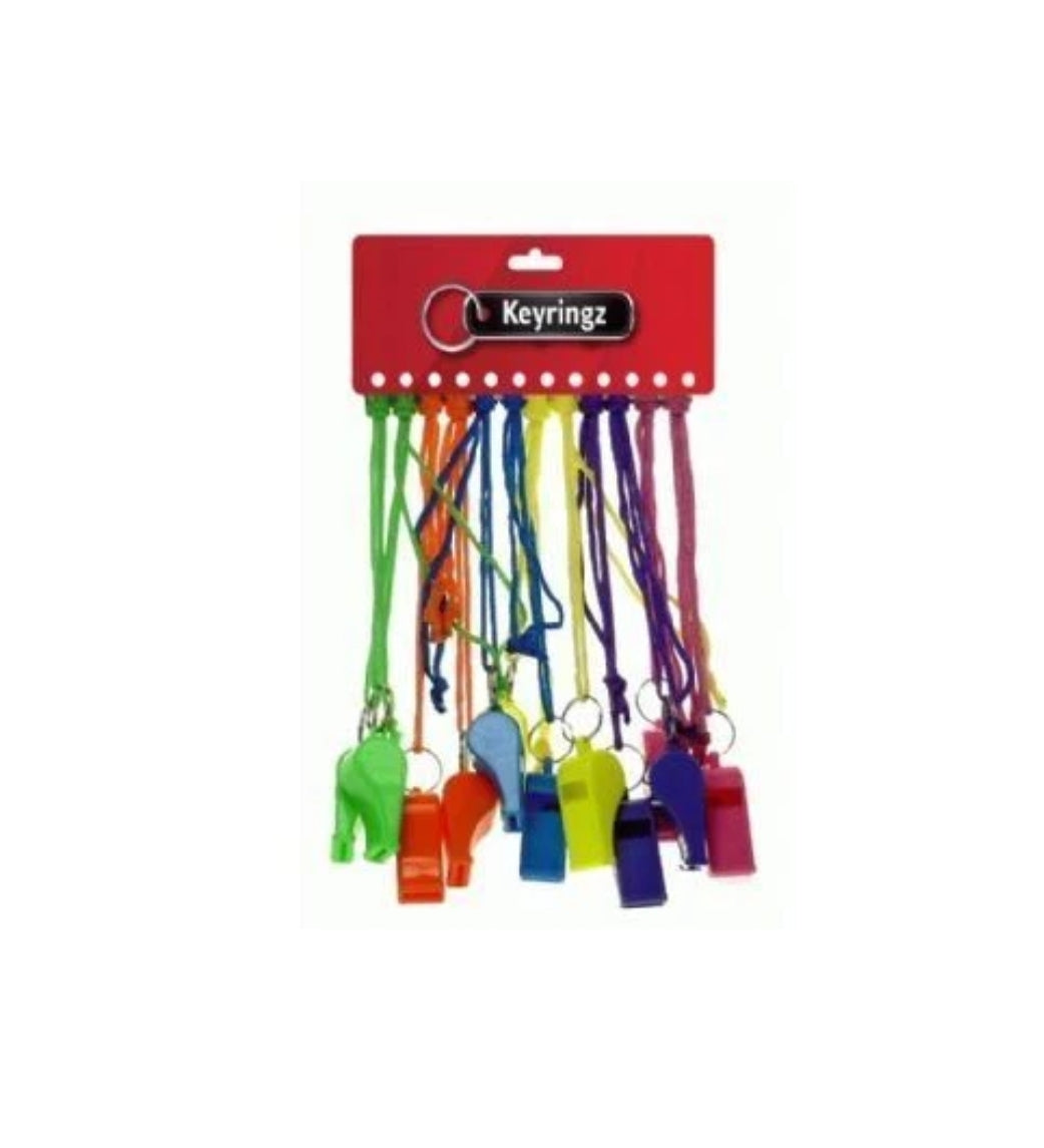 PLASTIC NEON  COLOUR SPORT WHISTLE FOOTBALL RUGBY REFEREE NECK WRIST CORD Assorted Colours