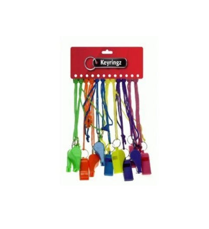 PLASTIC NEON  COLOUR SPORT WHISTLE FOOTBALL RUGBY REFEREE NECK WRIST CORD Assorted Colours