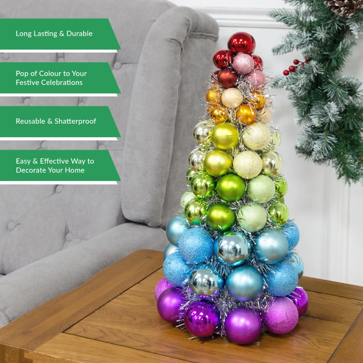 The Christmas Workshop Rainbow Bauble Table Tree Decoration
