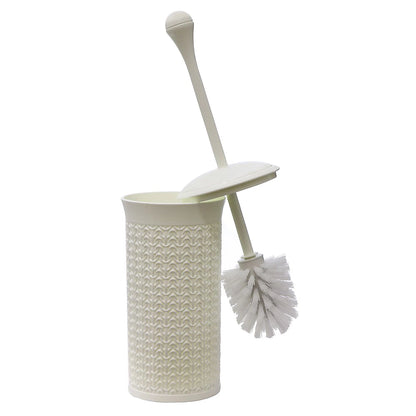 Brosse et support WC en plastique JVL Knit Design Loop, coloris ivoire