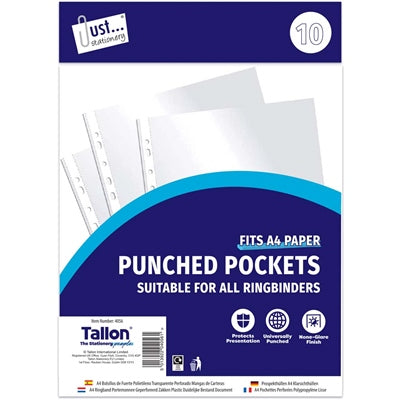 10 Pochettes perforées en plastique transparent