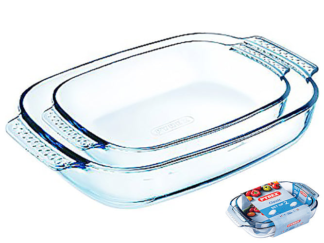Pyrex Classic Easy Grip 2pc Medium Roaster Set