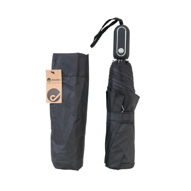 Drizzles Mens Auto Open-Close Umbrella with Case Black