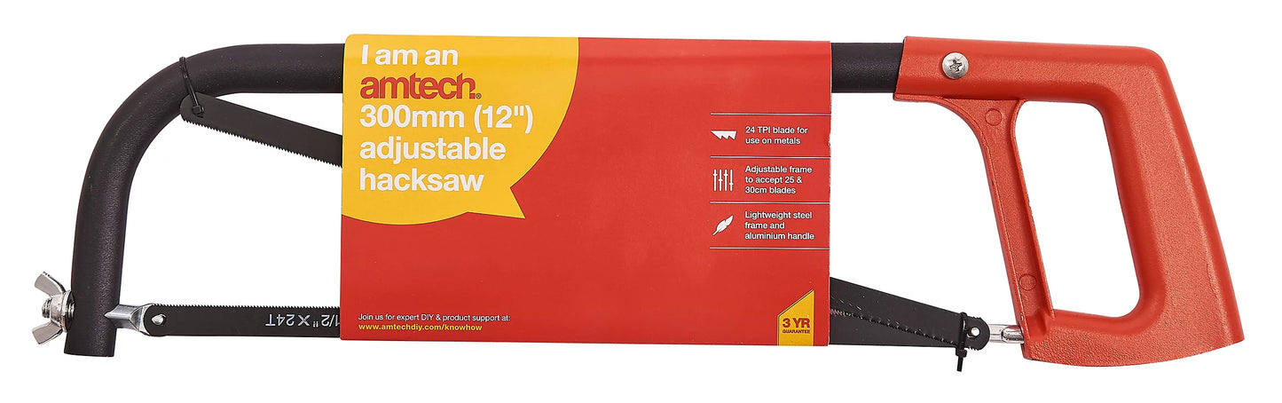 Amtech M0700 300mm (12") Adjustable hacksaw with spare blade