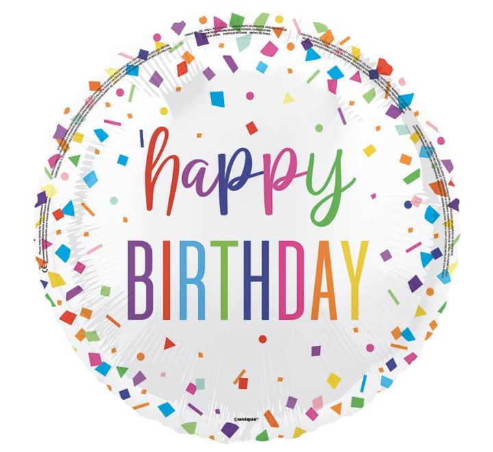 18in BRIGHT CONFETTI HAPPY BIRTHDAY FOIL BALLOON