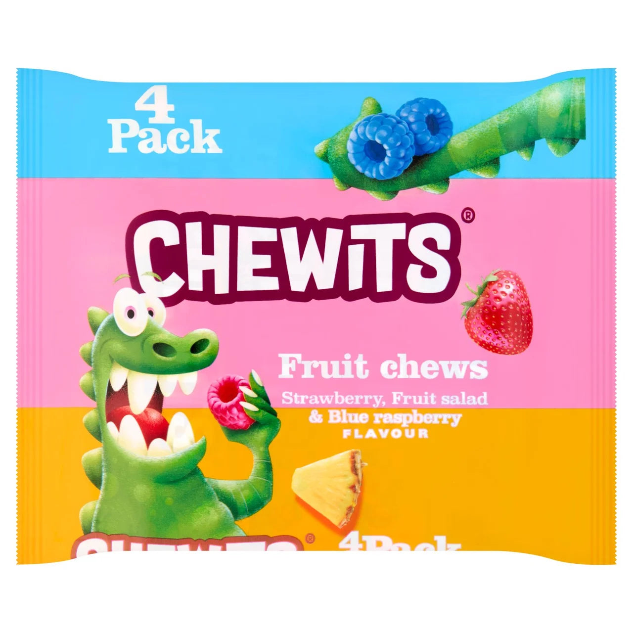 Chewits Fruit  Chews Strawberry  , Fruit Salad & Blueberry 4 x 120g