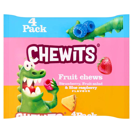 Chewits Fruit  Chews Strawberry  , Fruit Salad & Blueberry 4 x 120g