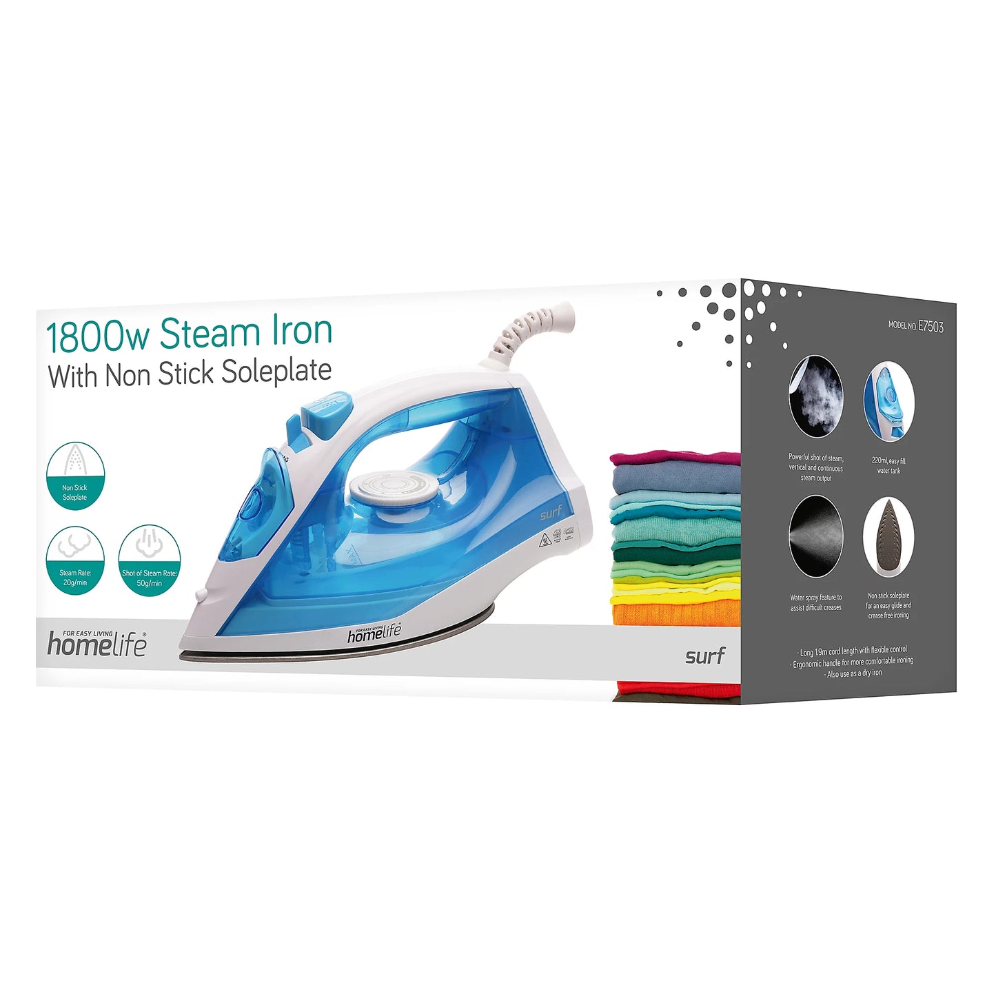 Centrale vapeur HomeLife "Surf" 1800W - Semelle antiadhésive