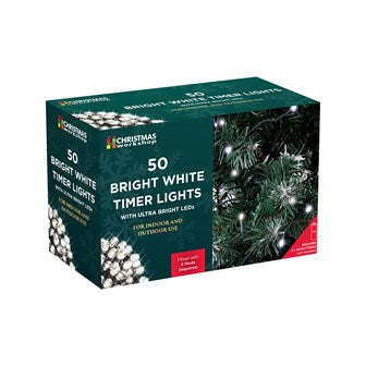 The Christmas Workshop 71449 - 50 Bright White Timer Christmas Lights