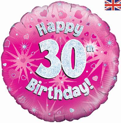 Oaktree 18″ Happy 30th Birthday Pink Holographic