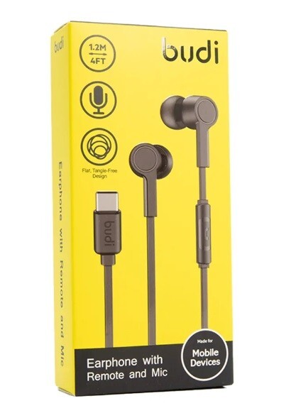 BUDI TYPE-C EARPHONE STEREO SOUND WITH REMOTE AND MIC (1.2m) EP22TB