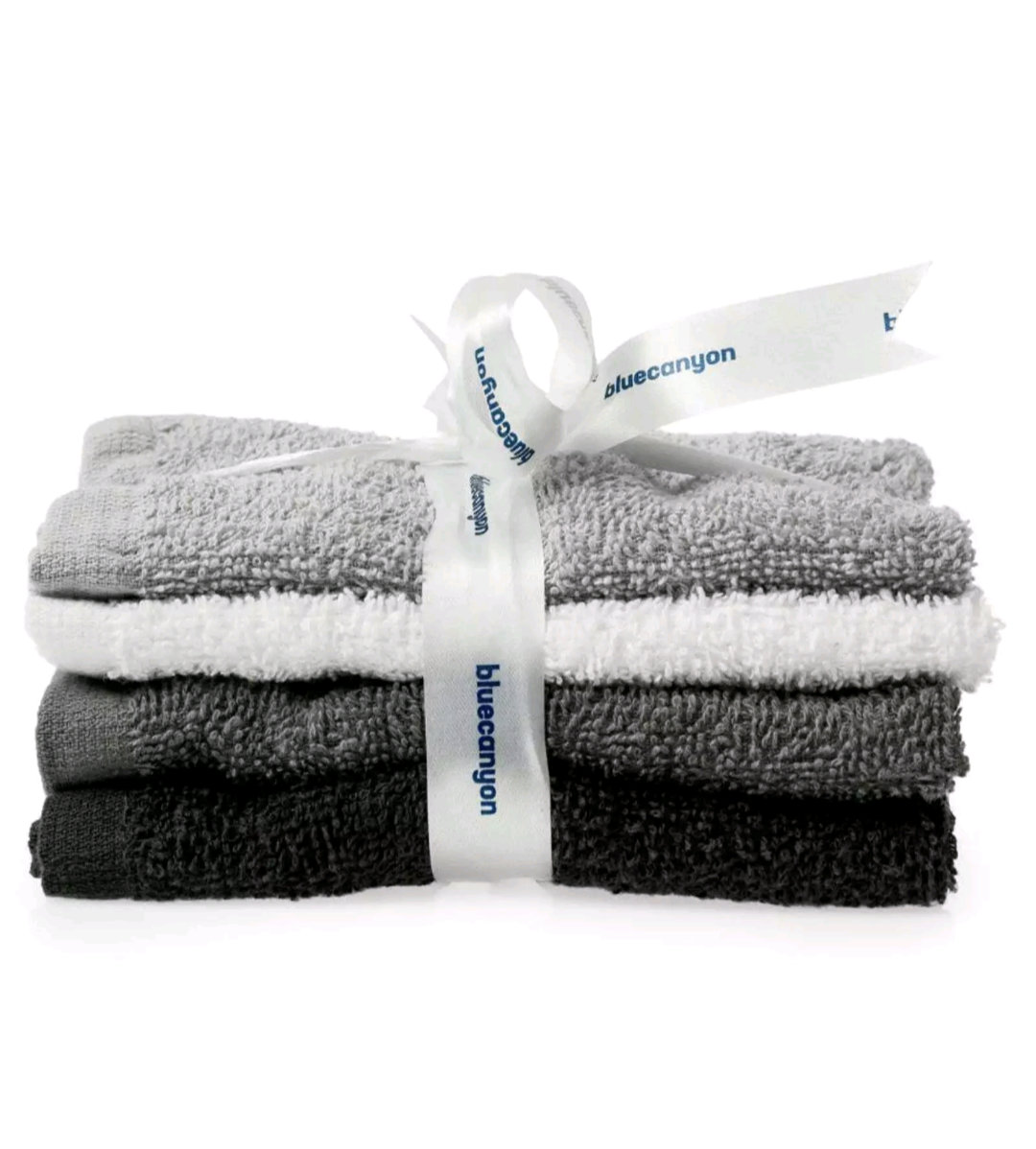 GANTS DE TOILETTE BLEU CANYON lot de 4 MONOCHROME