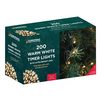 Christmas Workshop 200 LED Battery Operated Timer Light - Warm White
