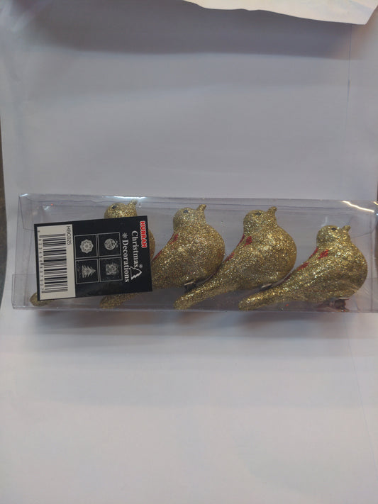 Oiseau pailleté de 8,5 cm (lot de 4)