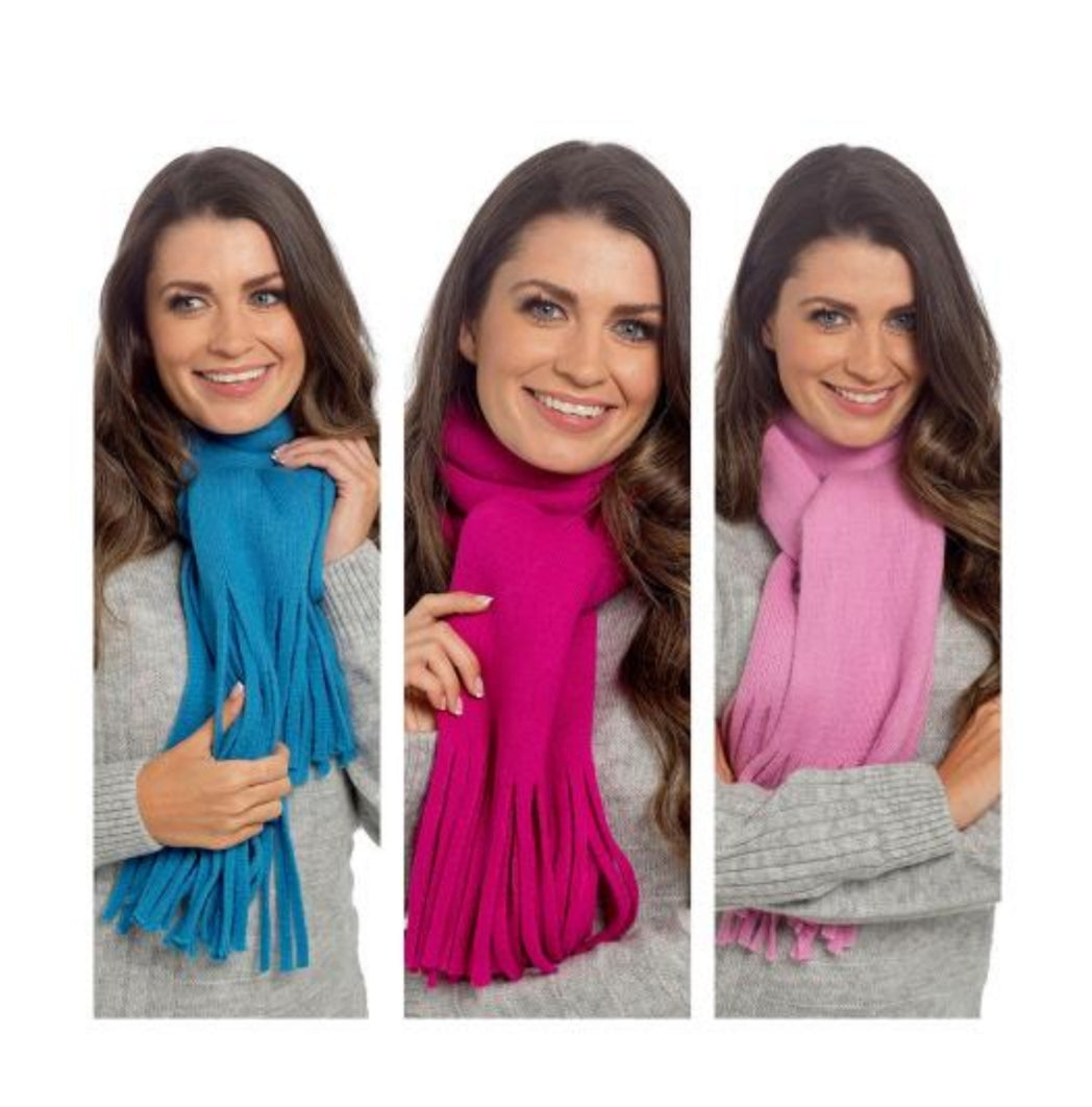 Foxbury Ladies Plain Scarf With Tassel Assorted Colours One Size