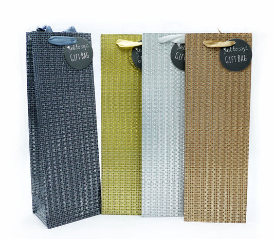 GIFT BAG BOTTLE GLITTER 4 ASST Colors