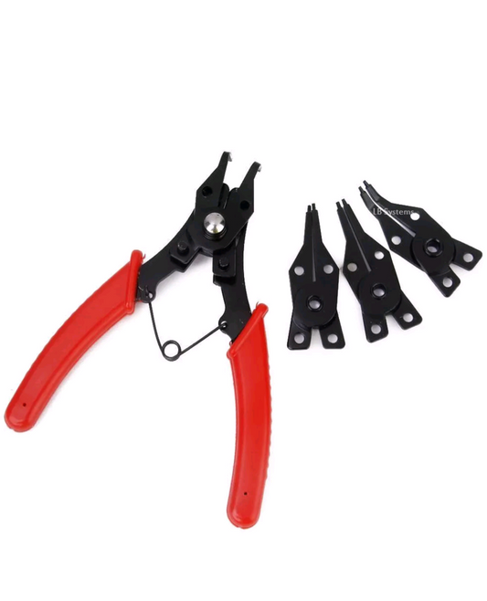 BLACKSPUR 5PC 4 IN 1 SNAP RING CIRCLIP PLIER SET INTERCHANGEABLE HEADS INTERNAL & EXTERNAL