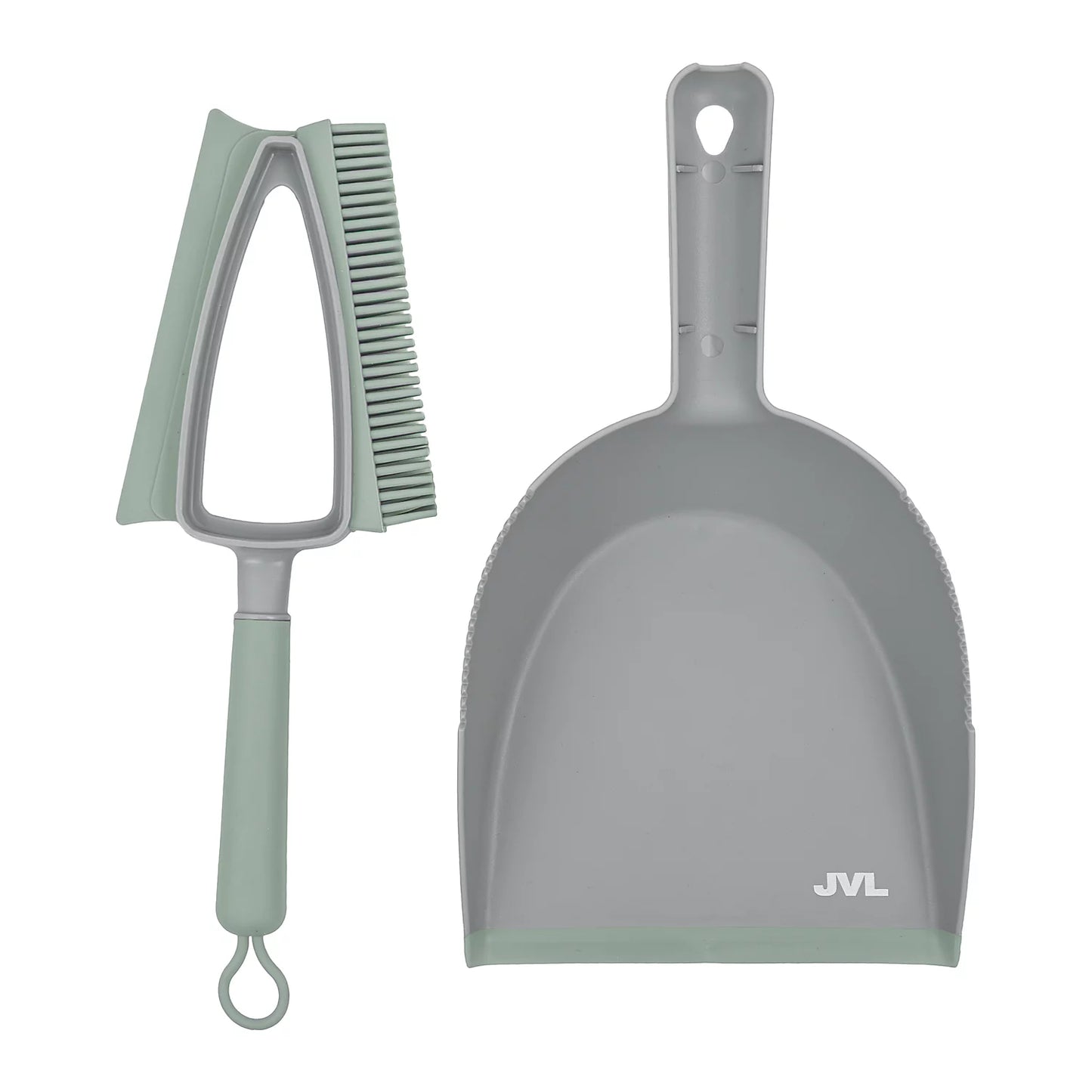JVL Rubber Dustpan & Brush Set-Grey