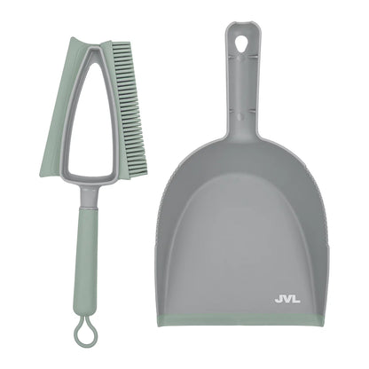 JVL Rubber Dustpan & Brush Set-Grey