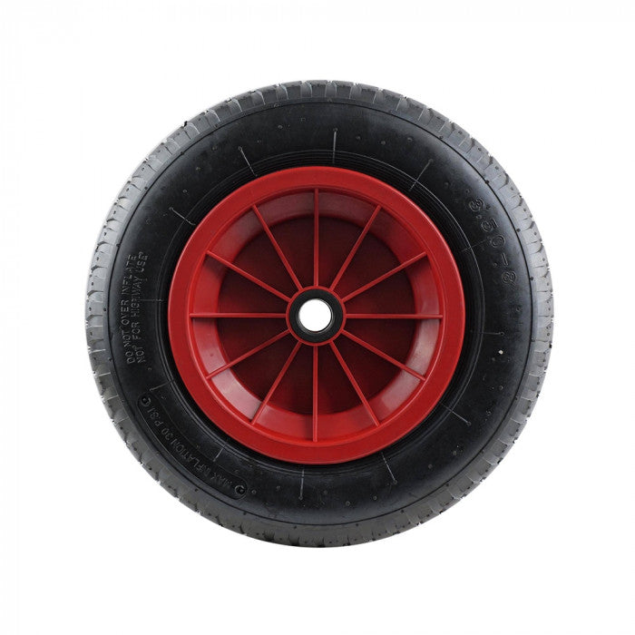 Pneumatic Wheelbarrow Wheel with Red Plastic Hub - 350mm