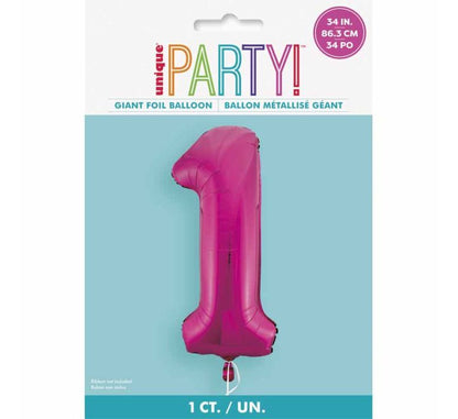 Unique 34″ Pink Number 1 Shaped Foil Balloon