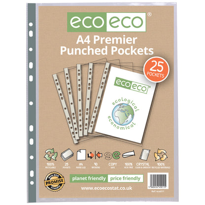 Eco A4 100% Recycled Bag 25 Premier Multi Punched Pockets