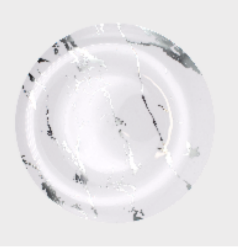 Lot de 10 assiettes marbrées blanches et argentées de 25 cm