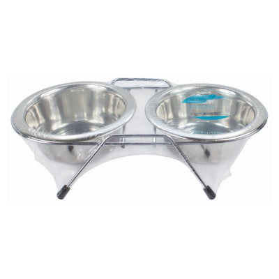 DOUBLE DINER PET BOWL SET STAINLESS STEEL