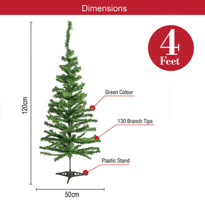The Christmas Workshop 4ft Traditional Green Artificial Christmas Tree with Stand