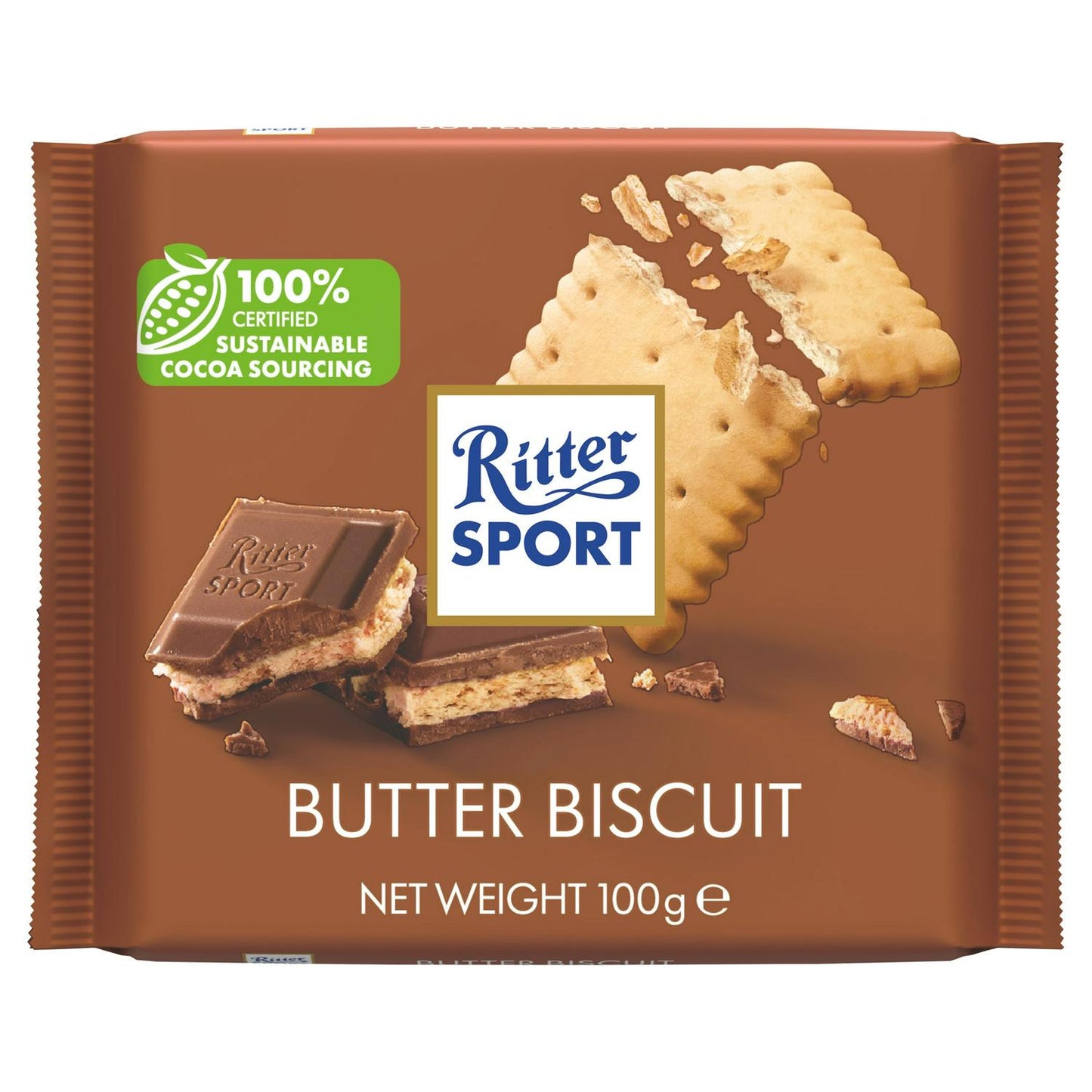 Tablette de chocolat au lait aux biscuits Ritter Sport 100g