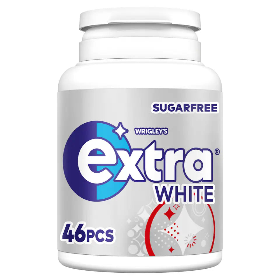 Chewing-gum sans sucre en flacon Extra White, 46 pièces