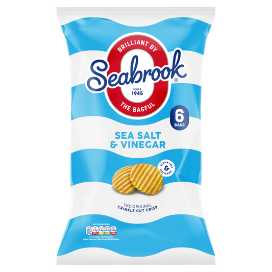 Seabrook Sea Salt & Vinegar Flavour The Original Crinkle Cut Crisp 6 x 25g