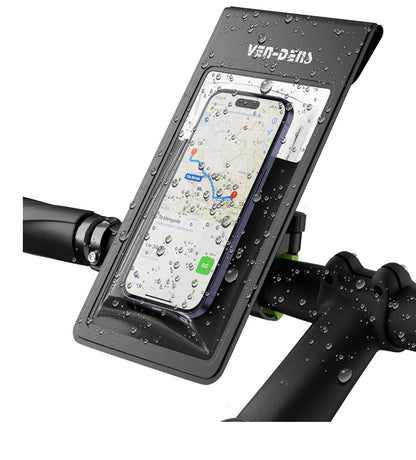 VEN-DENS Bike Phone Holder Waterproof, 360° Rotatable, One-Hand Release, Fits Smartphones