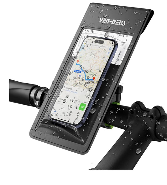 VEN-DENS Bike Phone Holder Waterproof, 360° Rotatable, One-Hand Release, Fits Smartphones