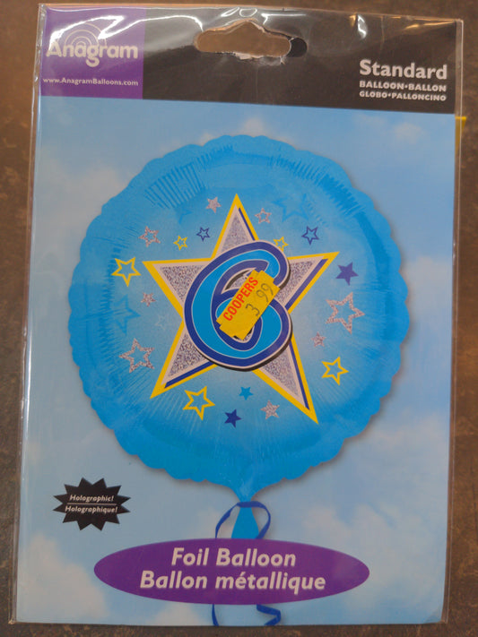 No 6 Helium Foil Balloon holographic 18in