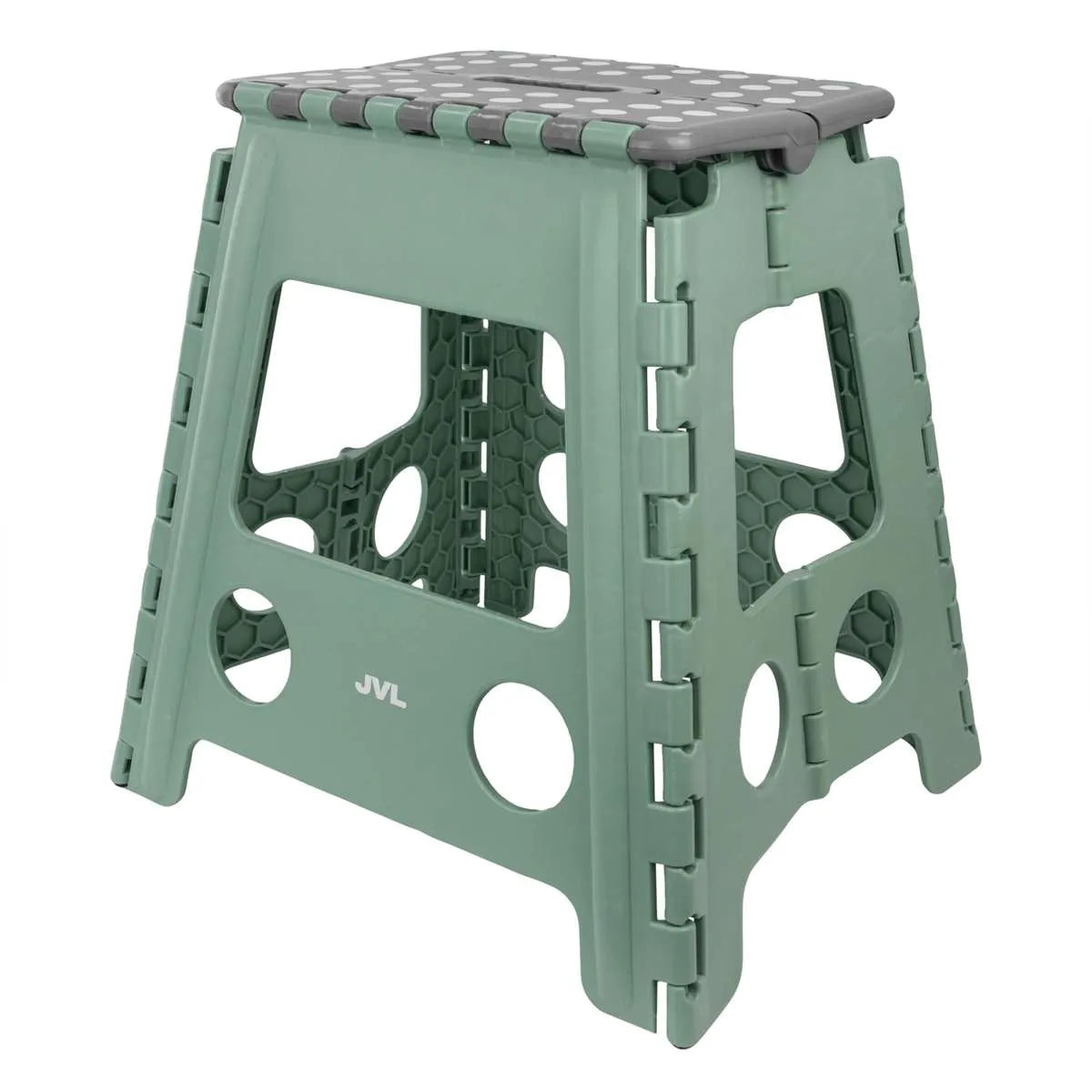 JVL Large Folding Step Stool - Heavy-Duty, Kitchen, Bathroom, Multi-Purpose - Green