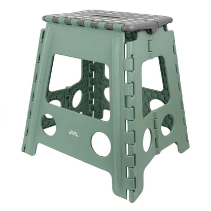 JVL Large Folding Step Stool - Heavy-Duty, Kitchen, Bathroom, Multi-Purpose - Green