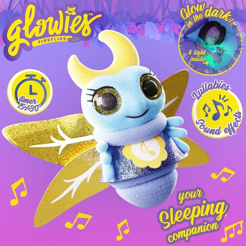 Glowies Firelfies Toddler Sleep Aid Gift Nightlight BLUE Soft Plush Toy