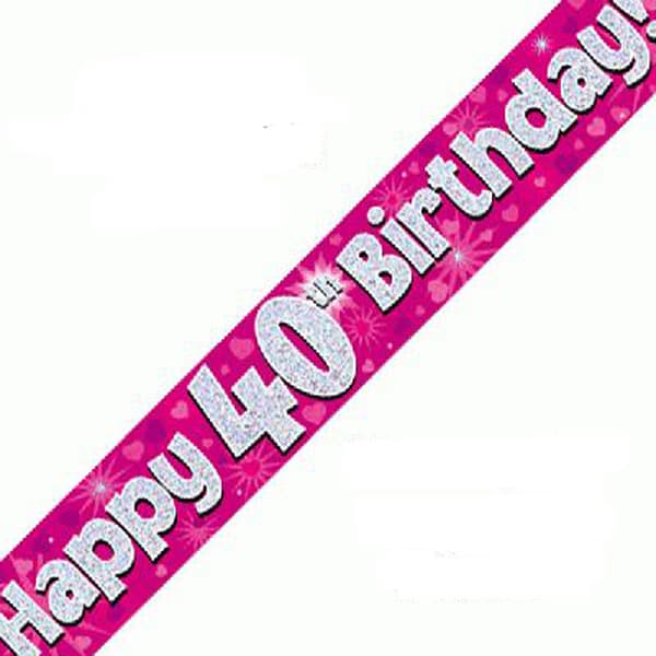 Bannière Holographique Rose Joyeux 40e Anniversaire