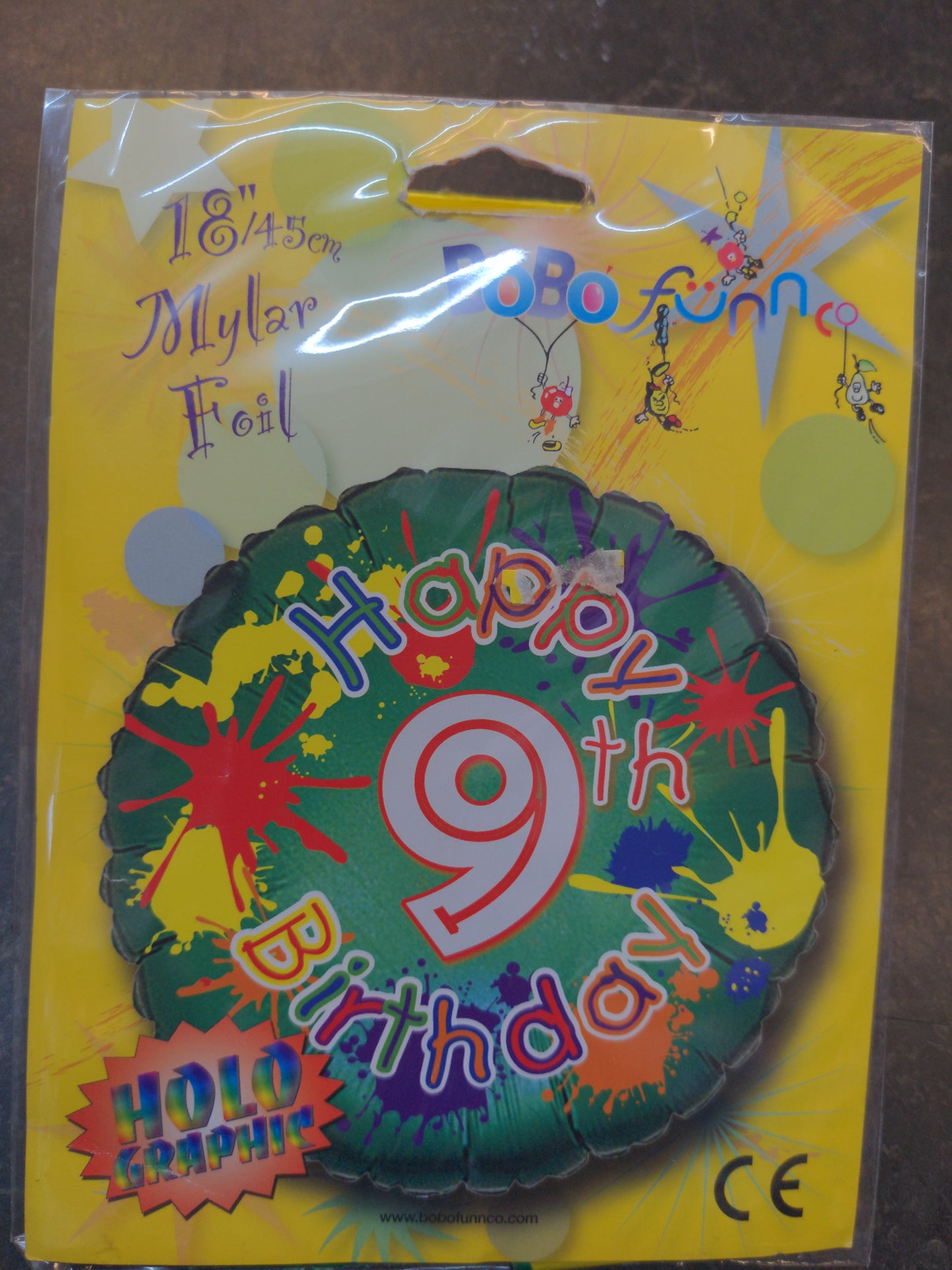 Joyeux 9ème anniversaire ballon hélium holographique 45cm