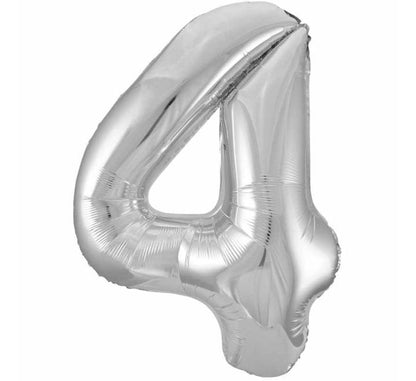 Giant No 4 Helium Air Foil Balloon 34in Silver