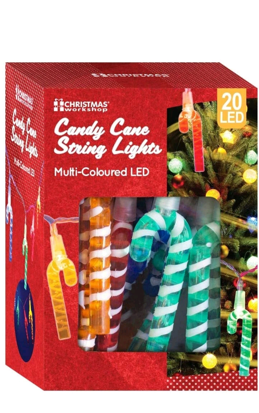 Battery Operated 20 Mini LED Candy Cane Christmas String Lights 78260 Indoor