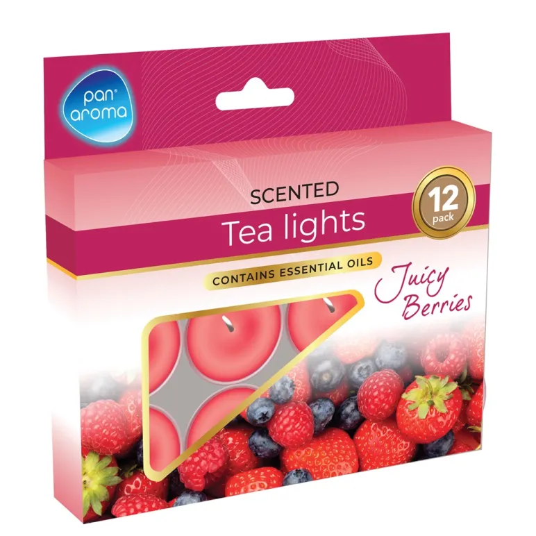 PAN AROMA SCENTED TEA LIGHTS CANDLE 12/PK - JUICY BERRIES
