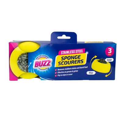 Lot de 3 éponges et tampons à récurer Buzz