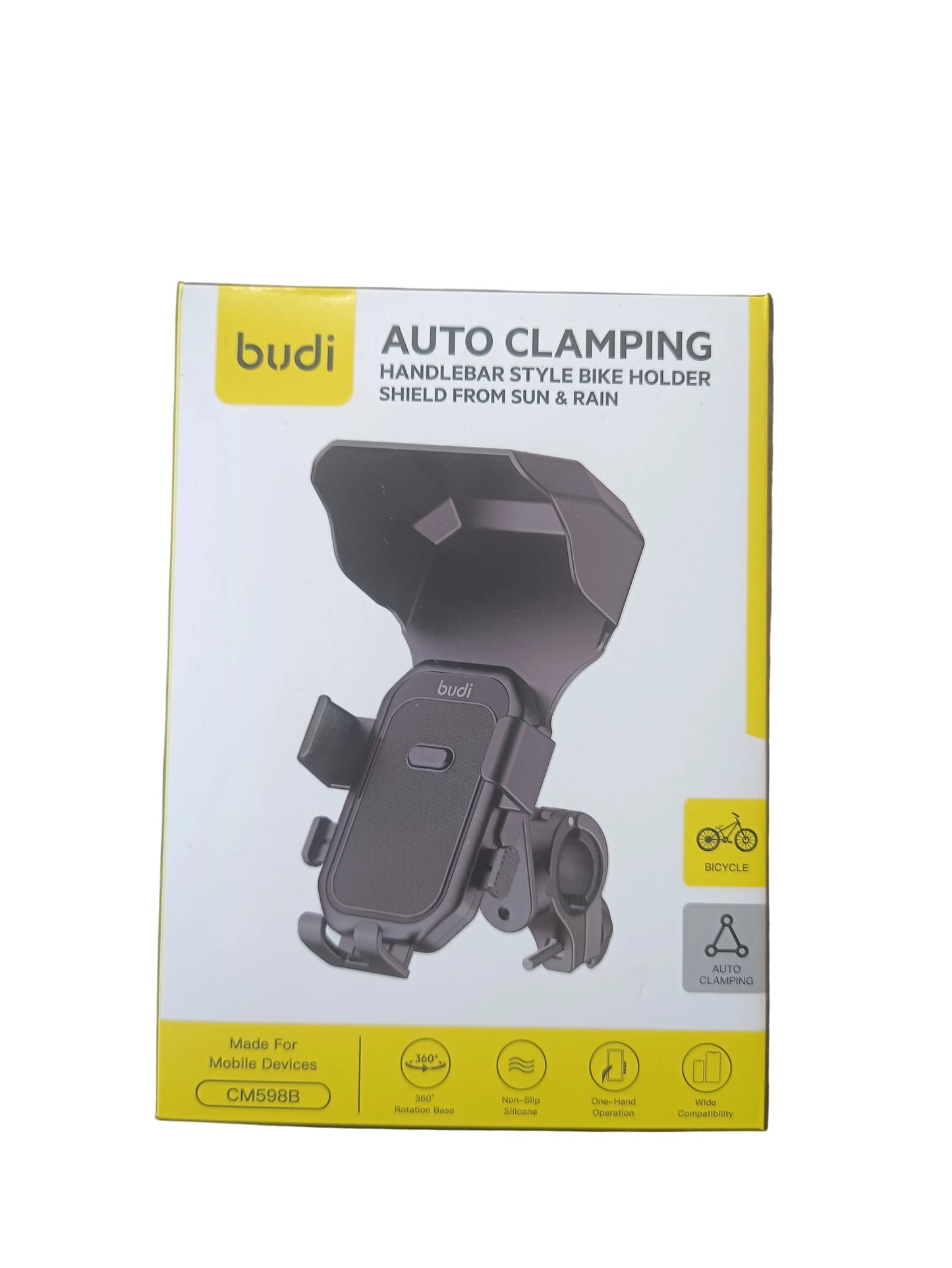 Budi Auto Clamping Handlebar Style Bike Holder Shield From Sun & Rain