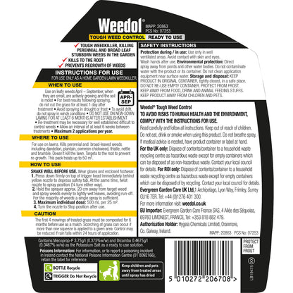 Weedol Tough Weed Control Ready to Use 1L-Kills Weeds, Not Lawns,No Glyphosate