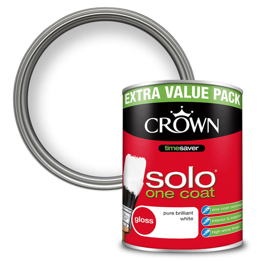 Peinture laque brillante Crown Solo Blanc pur brillant - 1,25 L