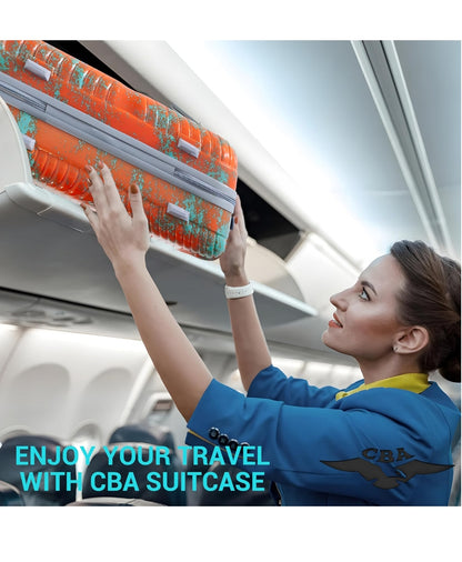 CBA Cabin Luggage – 56cm Lightweight Suitcase (50cm Without Wheels, Airline Compliant) Blue & Orange