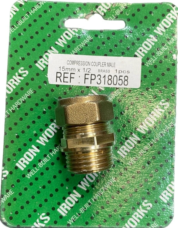 4979 - FP318058 - 15MM X 1/2 COMPACT MALE COMPRESSION COUPLER